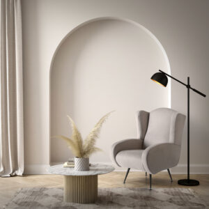 Modern style conceptual interior room 3d illustration