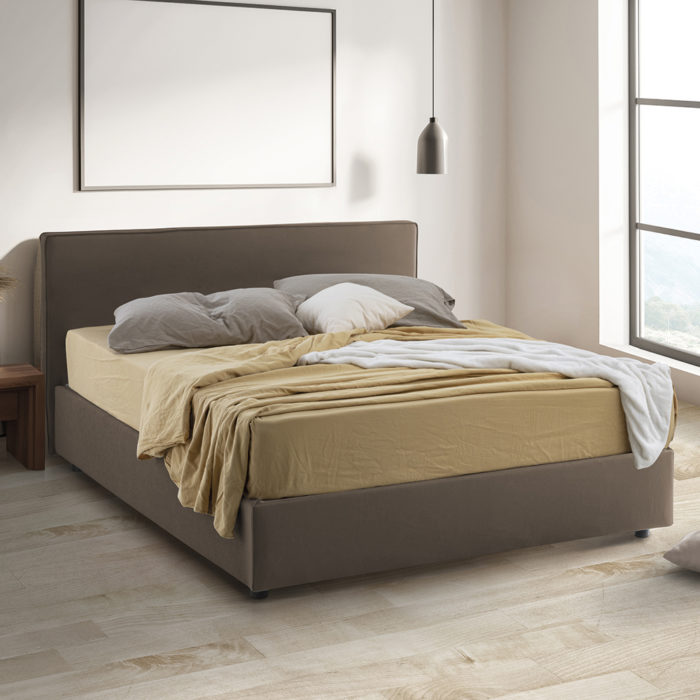 Horizontal white canvas in panoramic grey and green bedroom. Cor